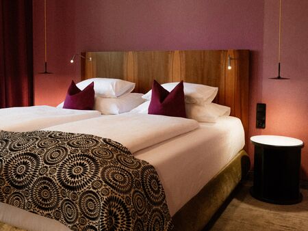 Doppelzimmer mit Balkon zur Rückseite im Hotel Capricorno Wien